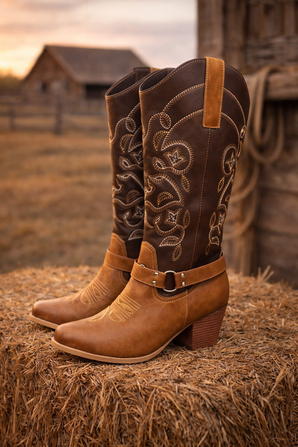 Whiskey Creek Brown Western Cowgirl Boots
