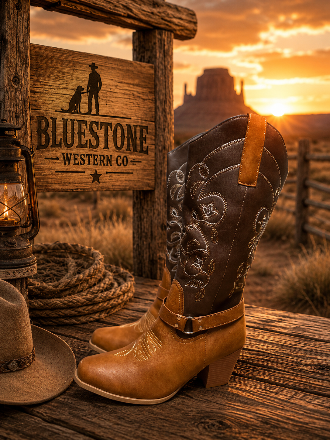 Whiskey Creek Brown Western Cowgirl Boots