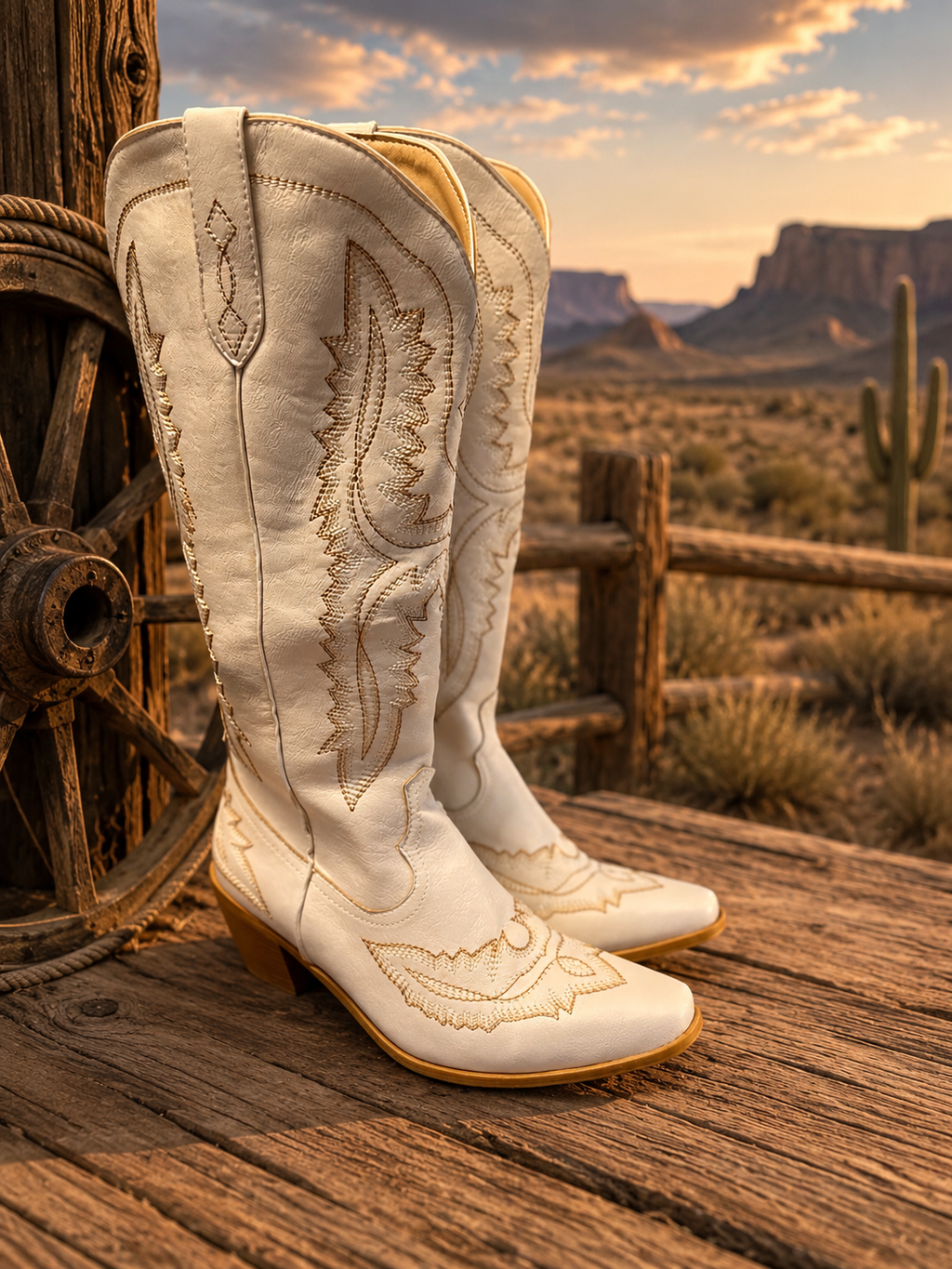 Frontier Spirit Western Cowgirl Boots - Vintage Ivory