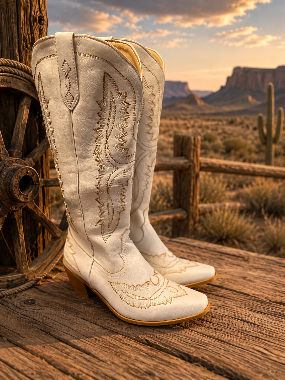 Frontier Spirit Western Cowgirl Boots - Vintage Ivory