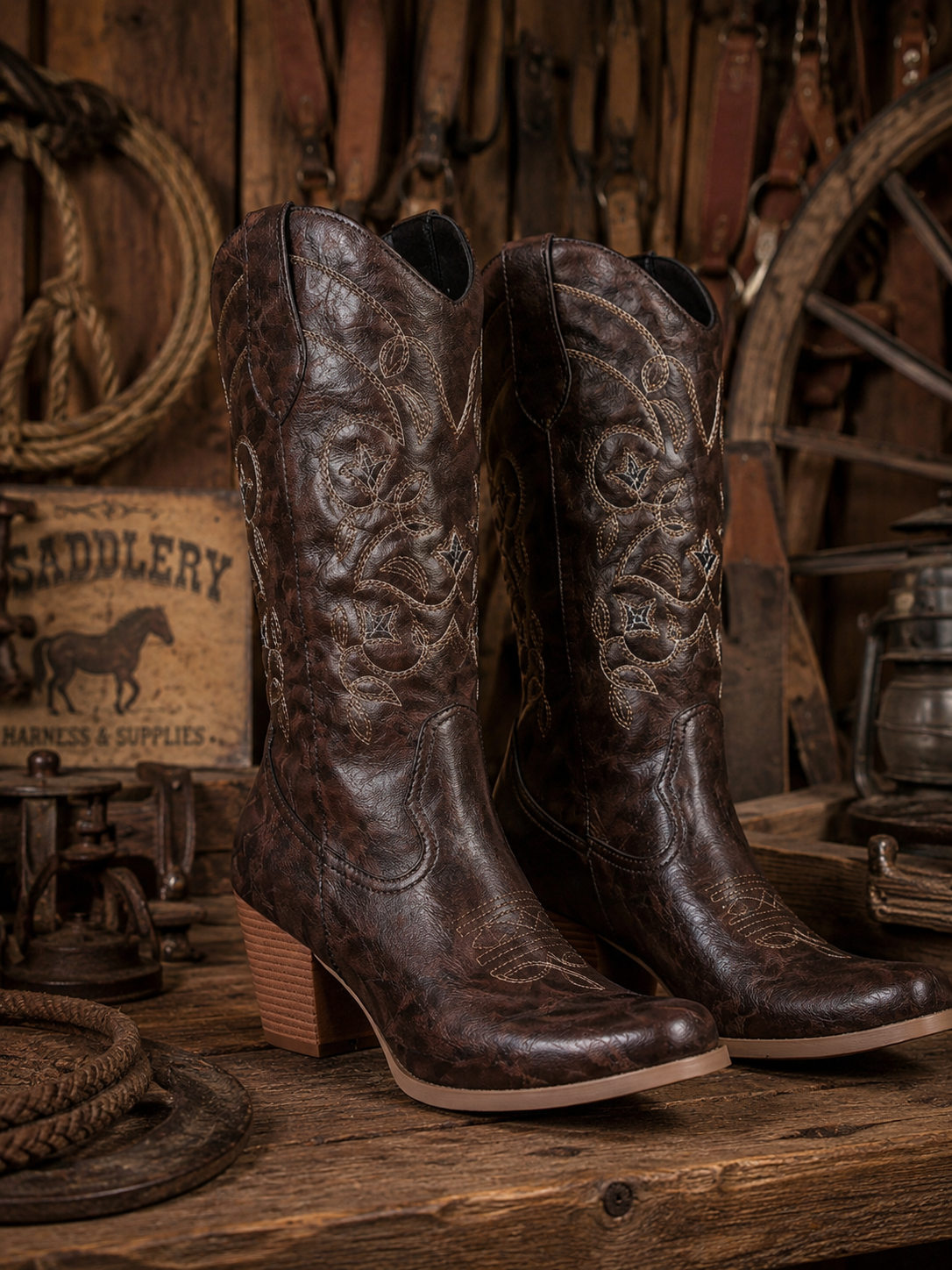 Canyon Rose Brown Western Cowgirl Boots