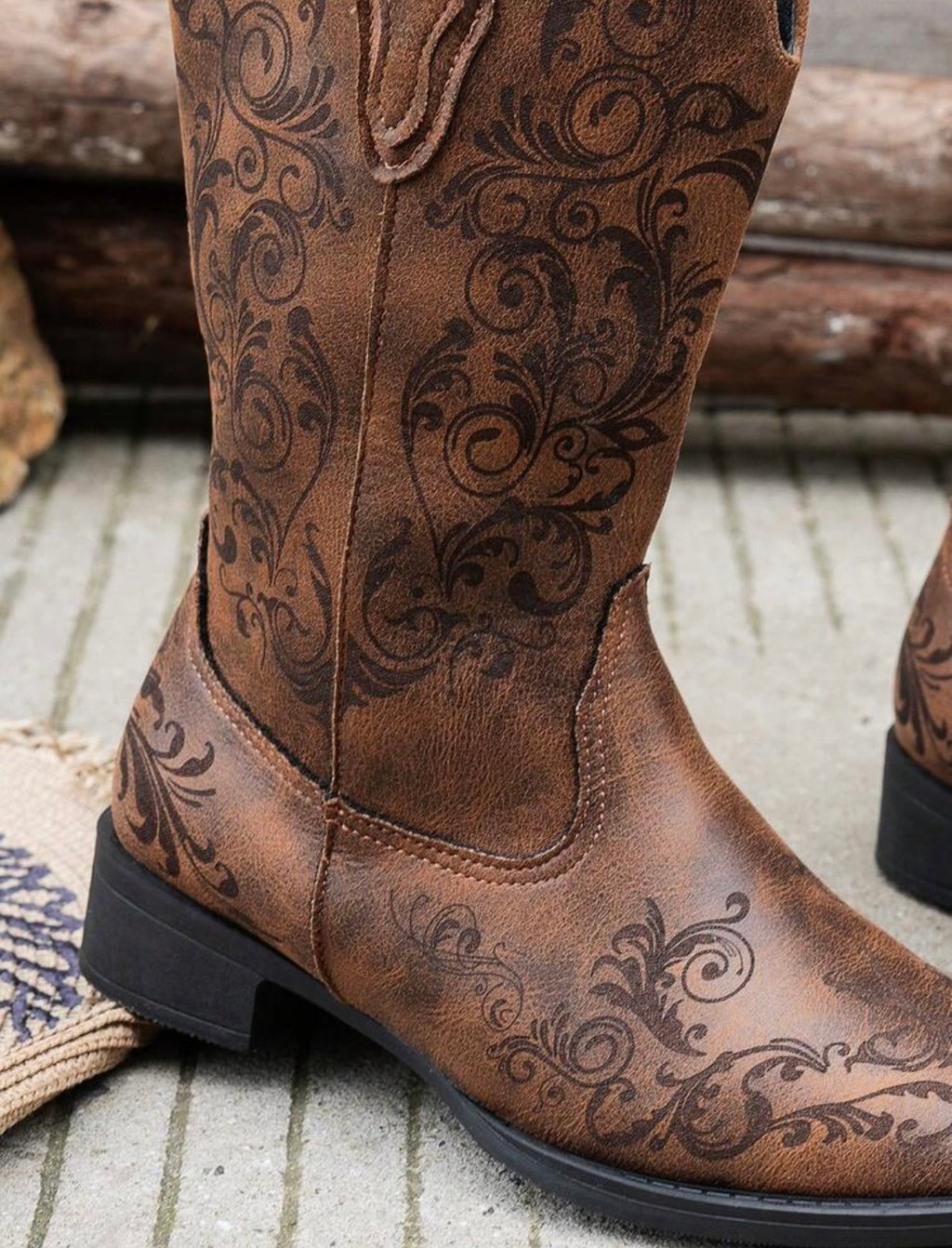Rustic Willow Brown Western Cowgirl Boots