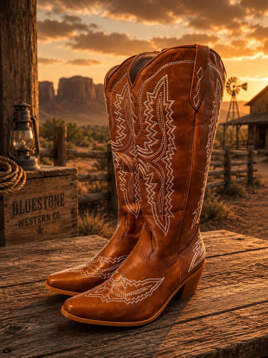Frontier Spirit Western Cowgirl Boots - Buckskin Tan