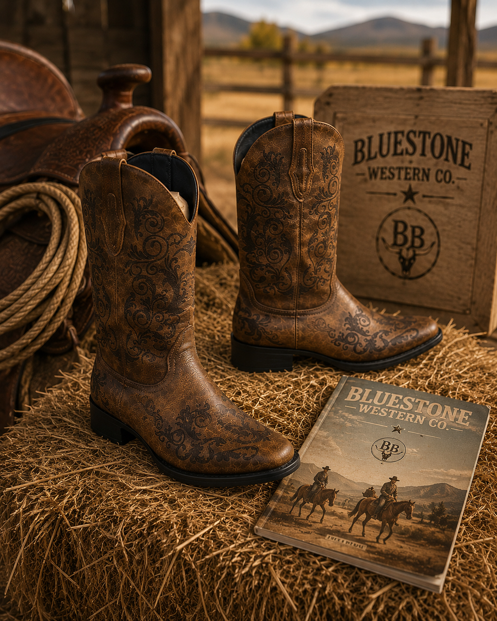 Rustic Willow Brown Western Cowgirl Boots