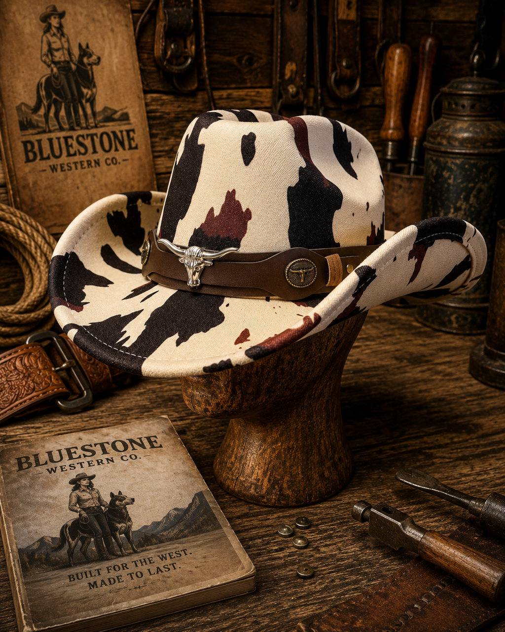 Prairie Longhorn Cow Print Western Hat