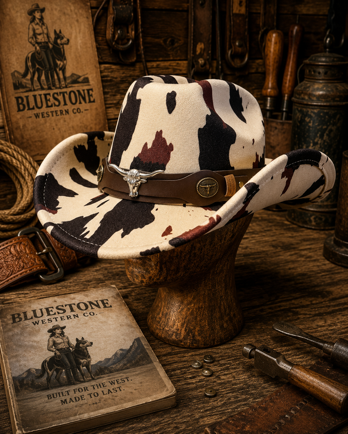 Prairie Longhorn Cow Print Western Hat