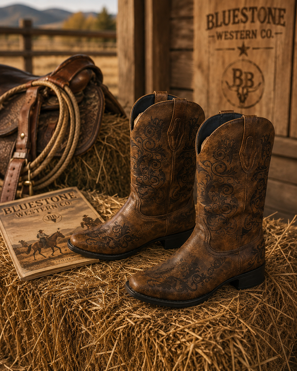 Rustic Willow Brown Western Cowgirl Boots