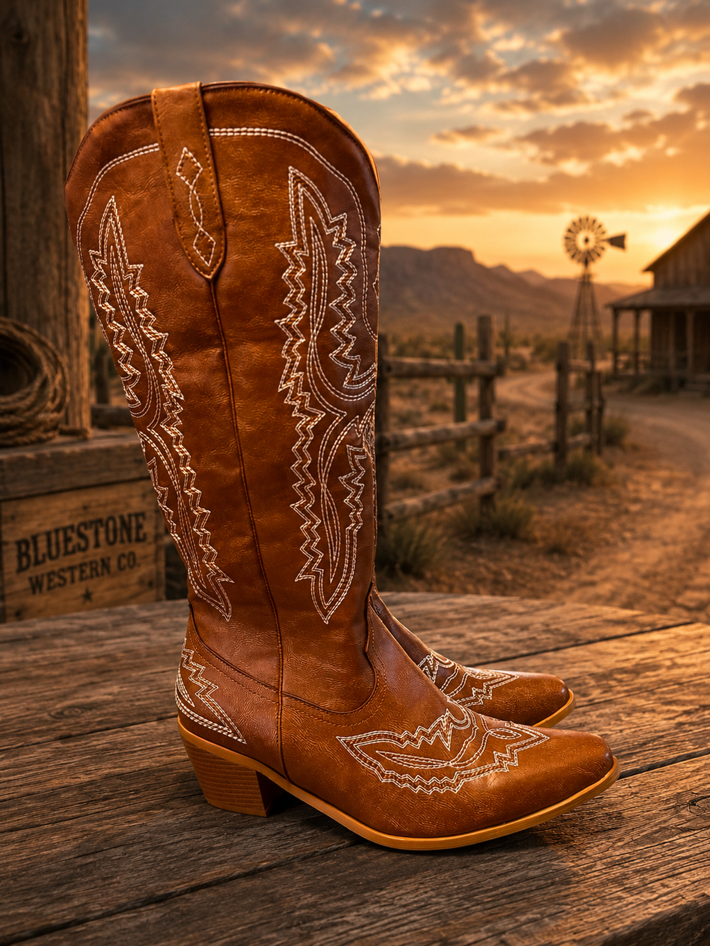Frontier Spirit Western Cowgirl Boots - Buckskin Tan