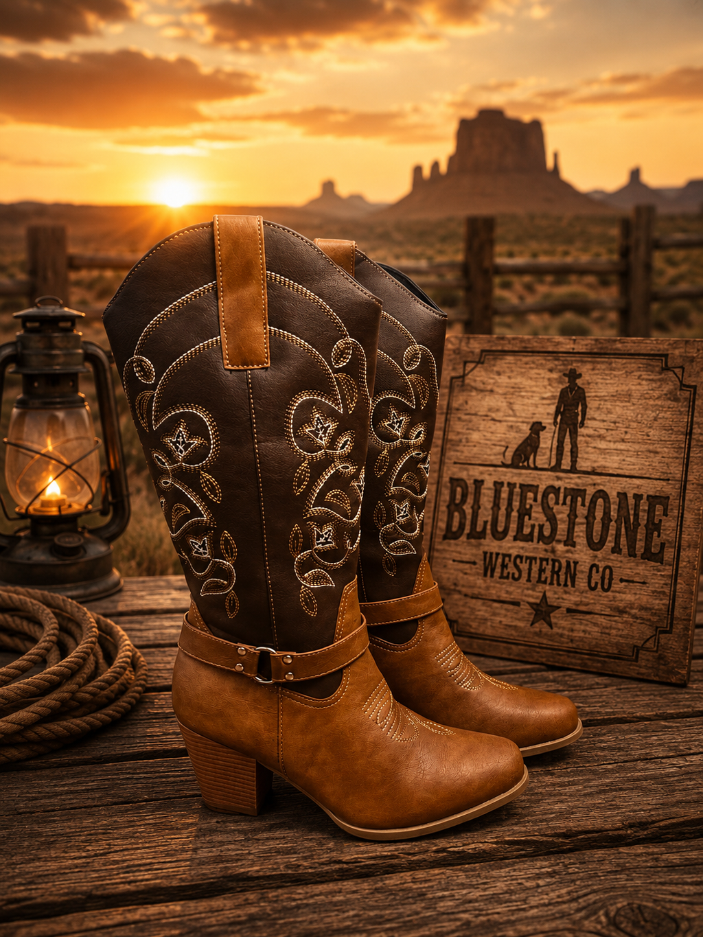 Whiskey Creek Brown Western Cowgirl Boots