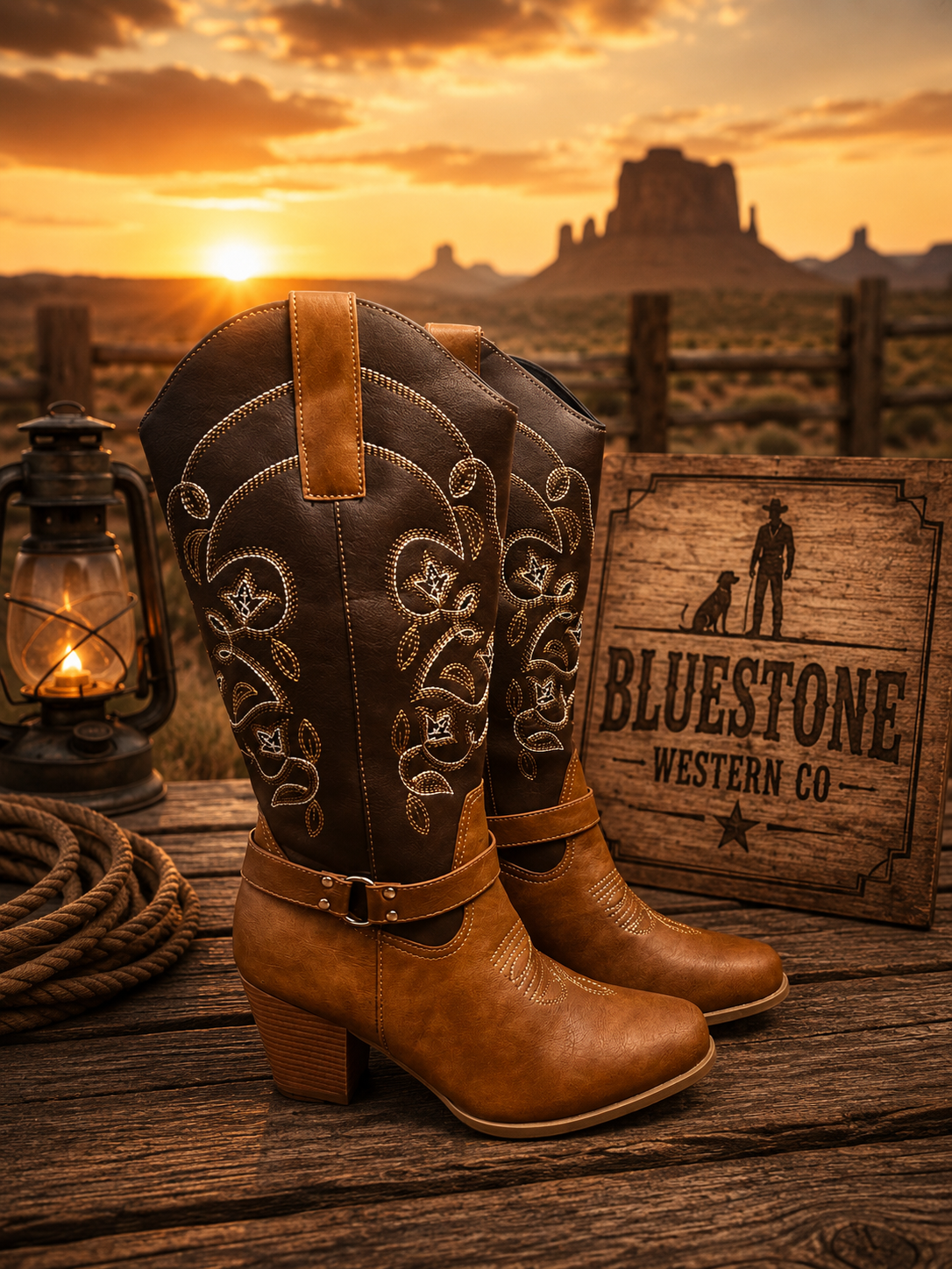 Whiskey Creek Brown Western Cowgirl Boots