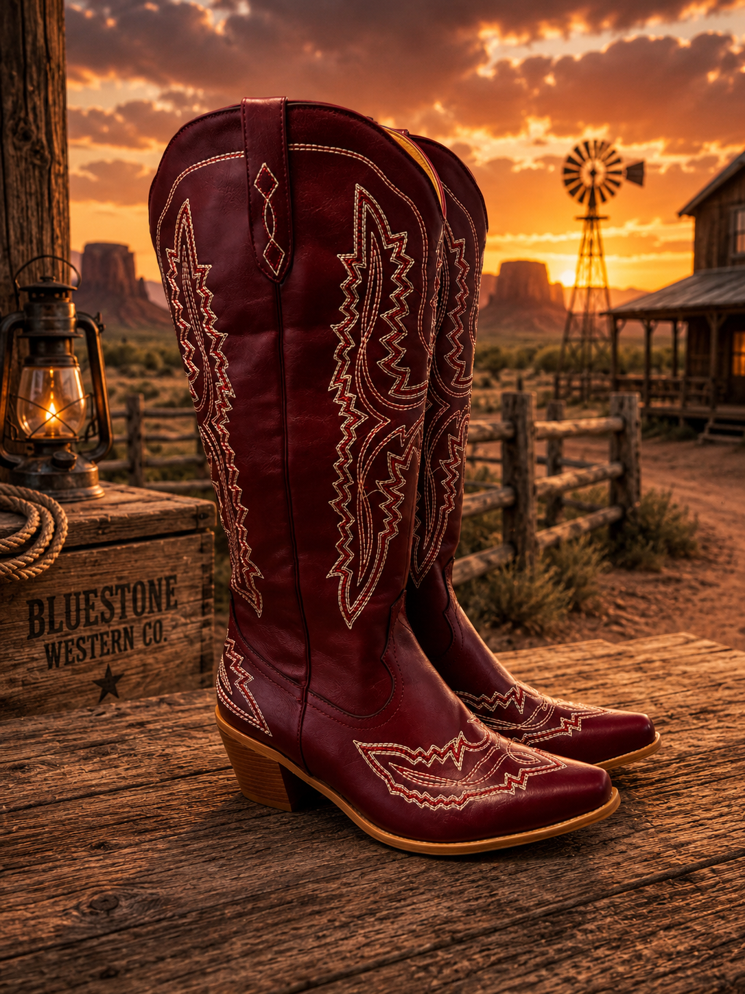 Frontier Spirit Western Cowgirl Boots - Red Wine