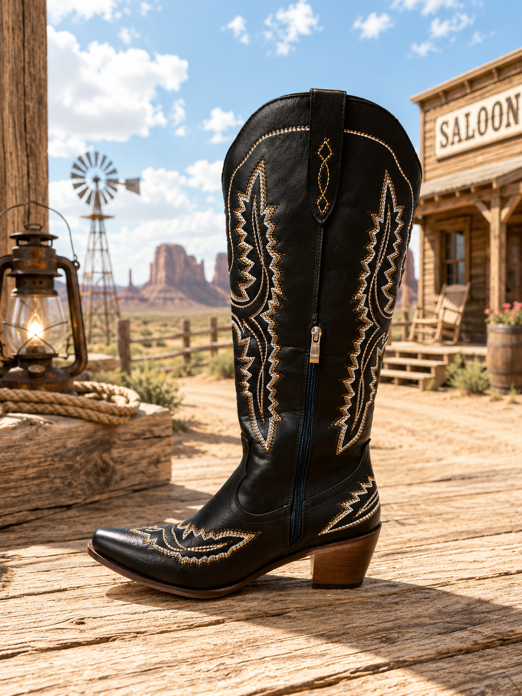 Frontier Spirit Western Cowgirl Boots - Midnight Onyx