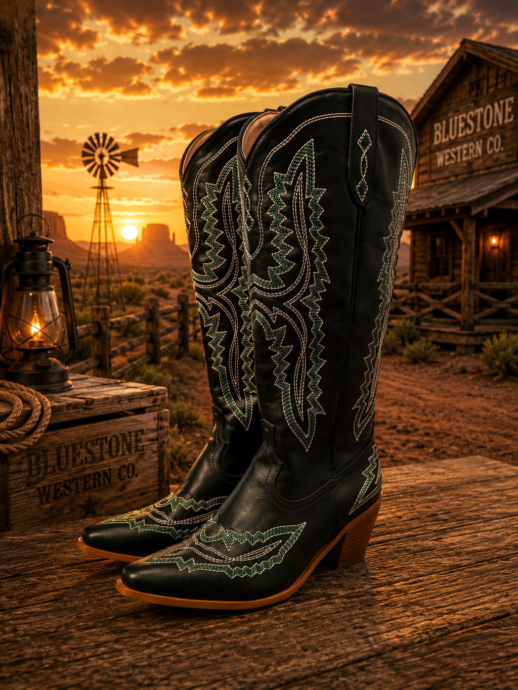 Frontier Spirit Western Cowgirl Boots - Emerald Green