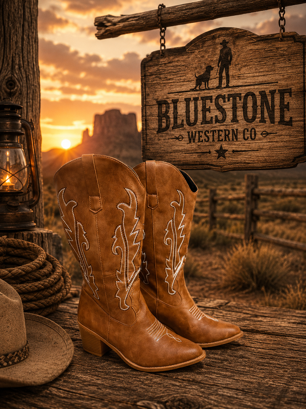 Amber Ridge Brown Western Cowgirl Boots