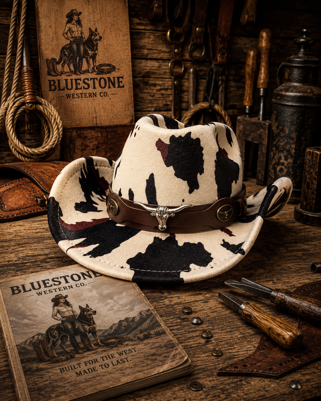 Prairie Longhorn Cow Print Western Hat