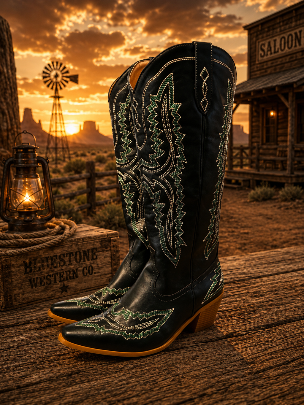 Frontier Spirit Western Cowgirl Boots - Emerald Green