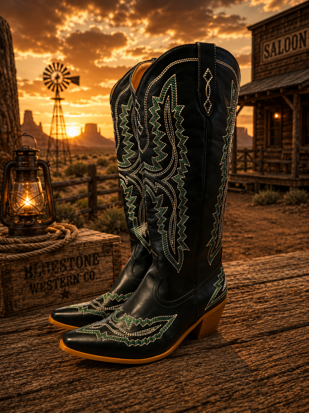Frontier Spirit Western Cowgirl Boots - Emerald Green