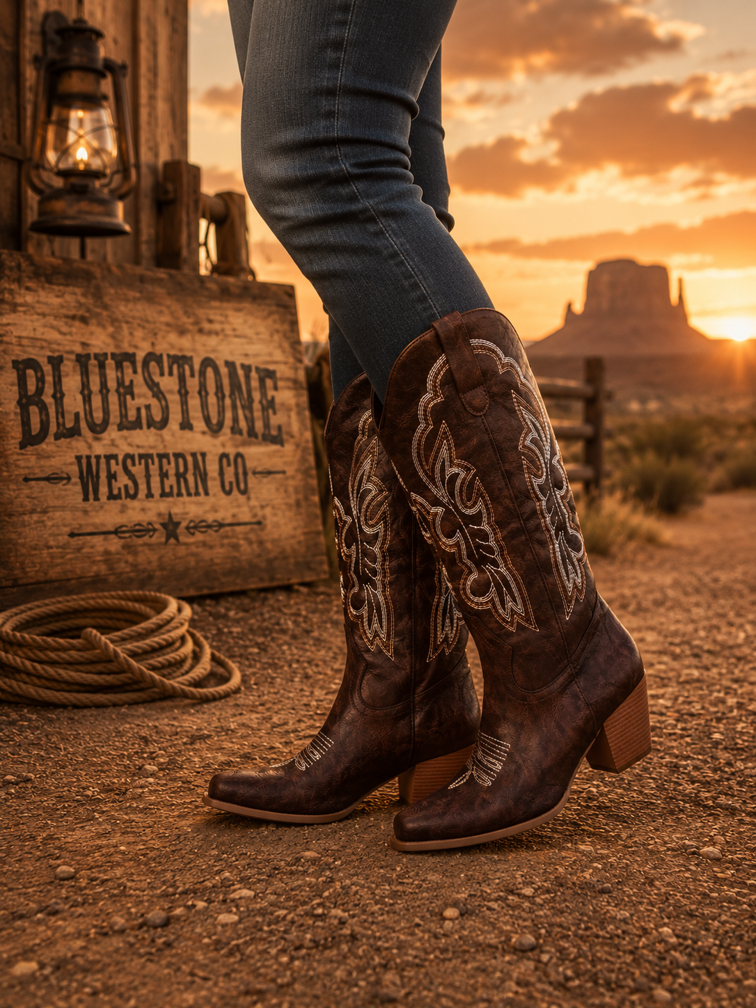 Prairie Belle Brown Western Cowgirl Boots