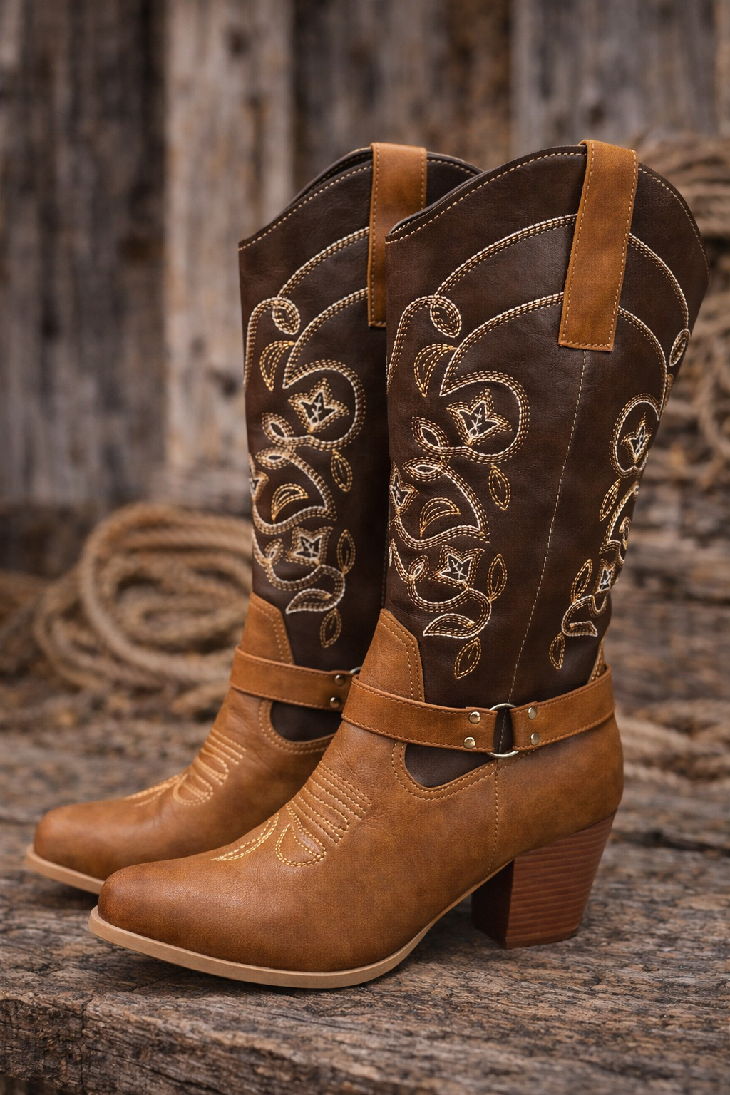 Whiskey Creek Brown Western Cowgirl Boots