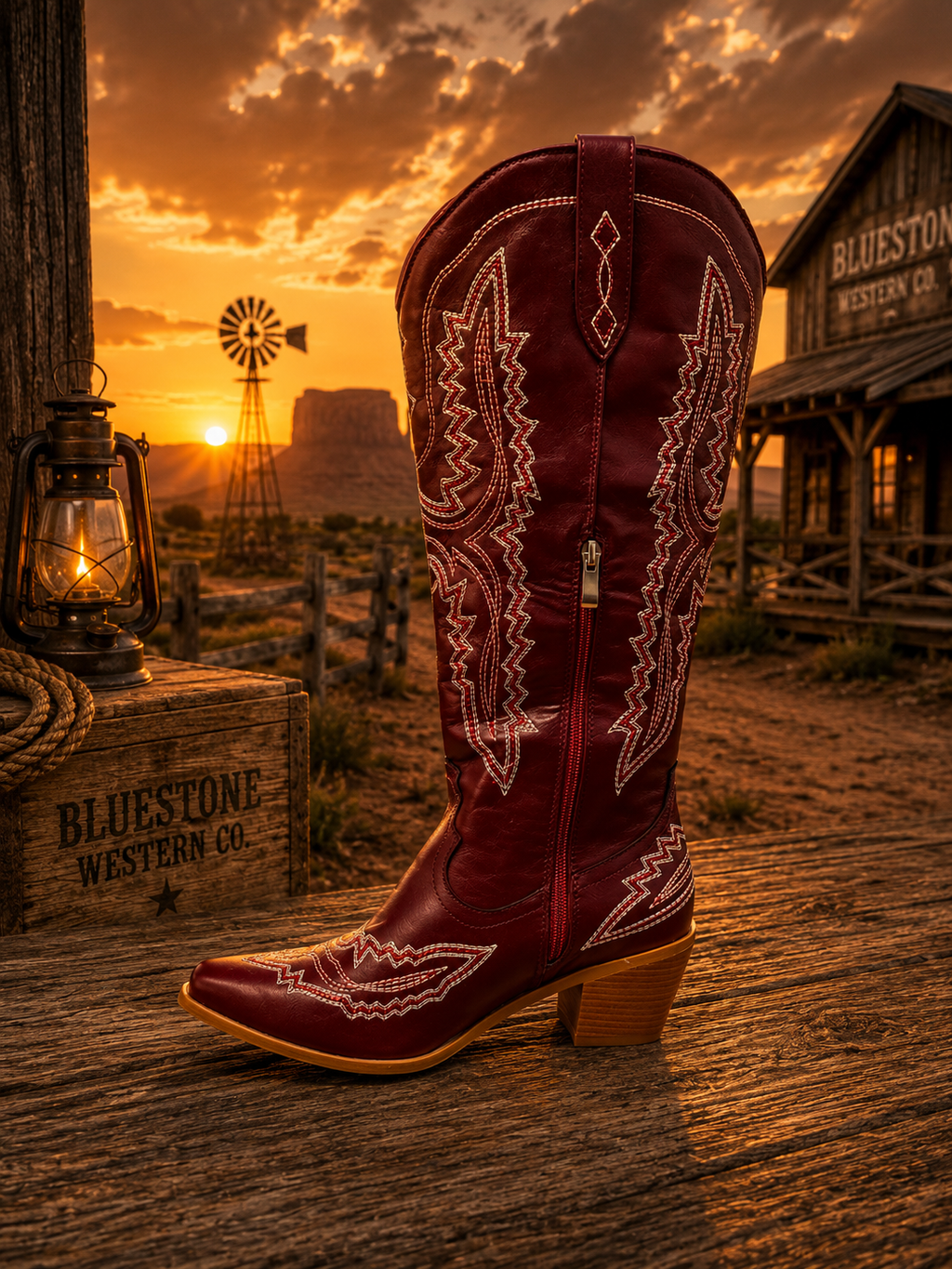 Frontier Spirit Western Cowgirl Boots - Red Wine