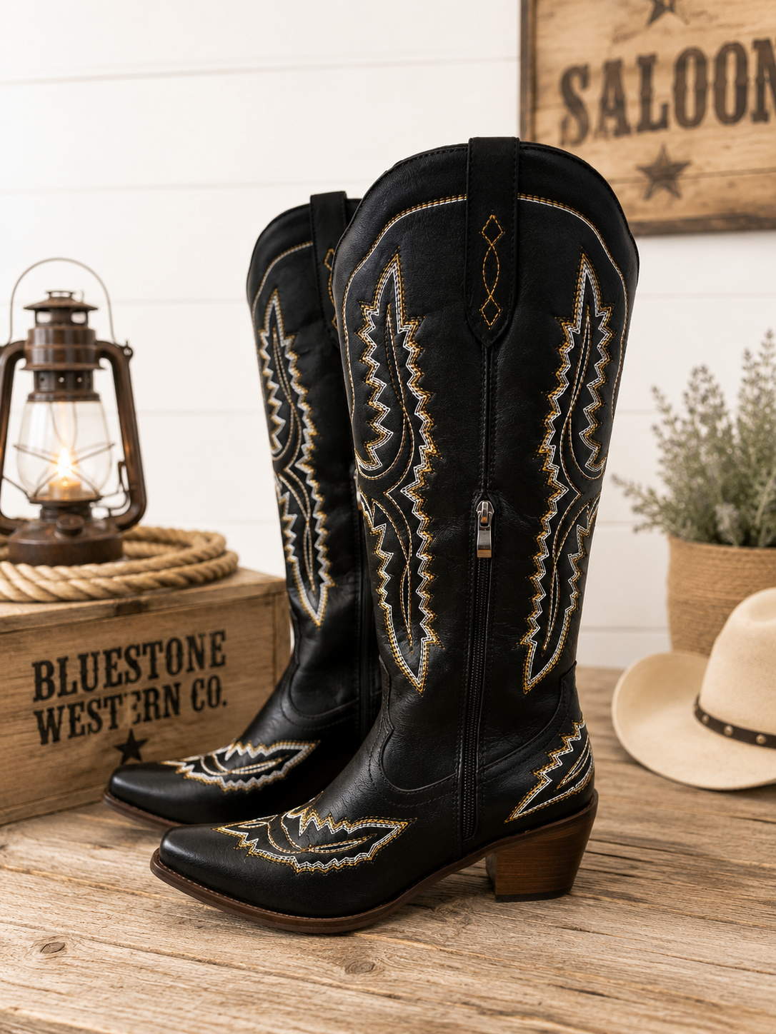 Frontier Spirit Western Cowgirl Boots - Midnight Onyx