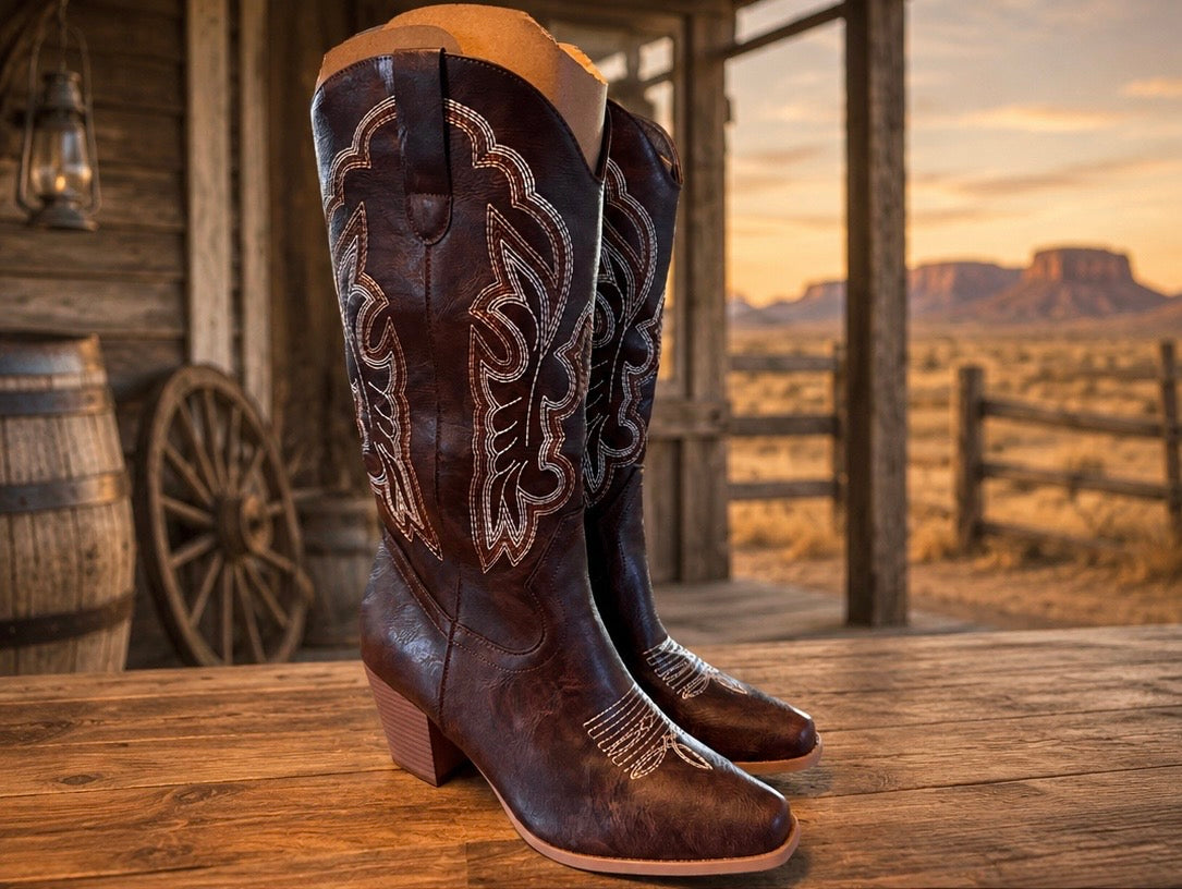 Prairie Belle Brown Western Cowgirl Boots