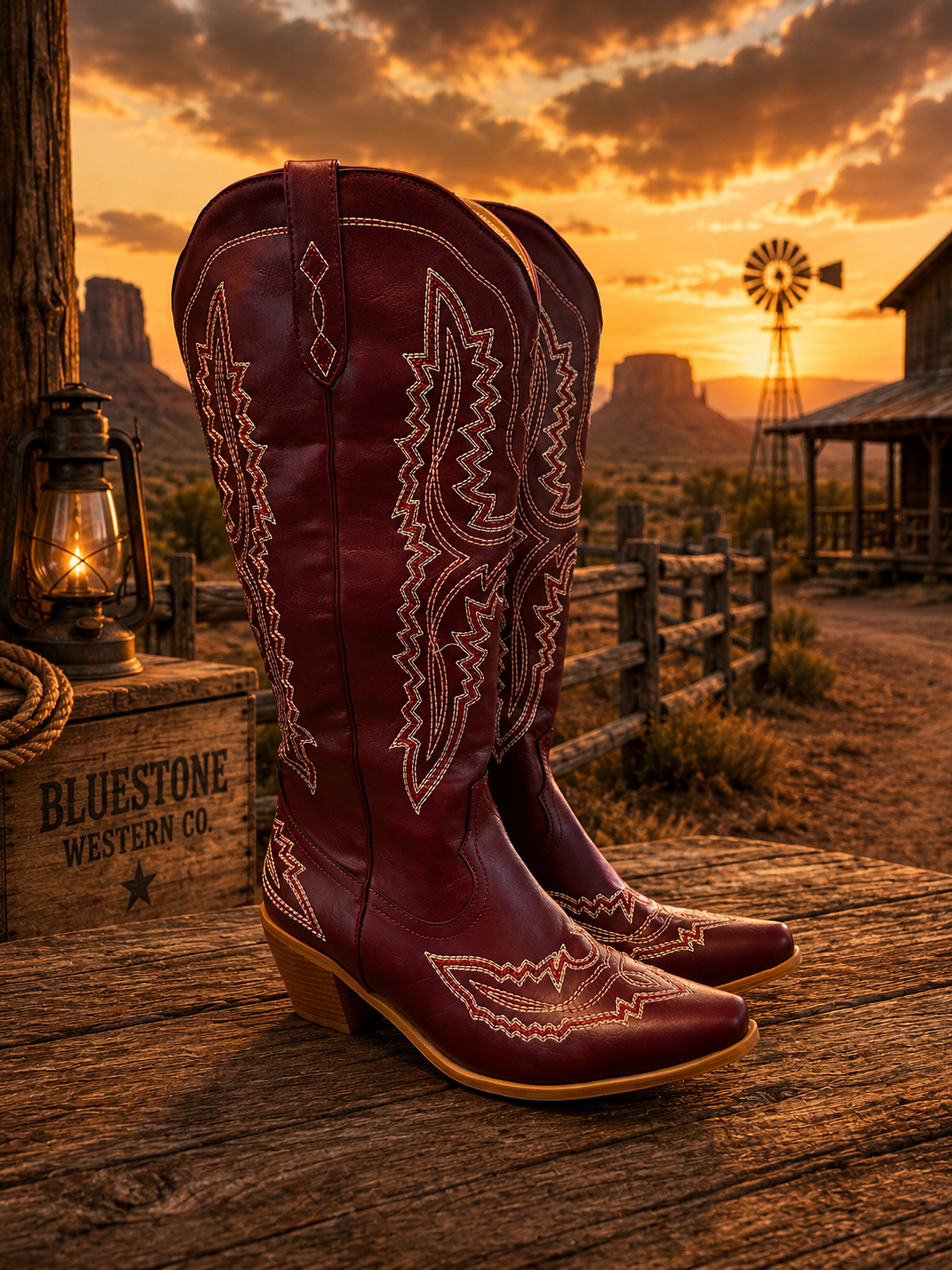 Frontier Spirit Western Cowgirl Boots - Red Wine