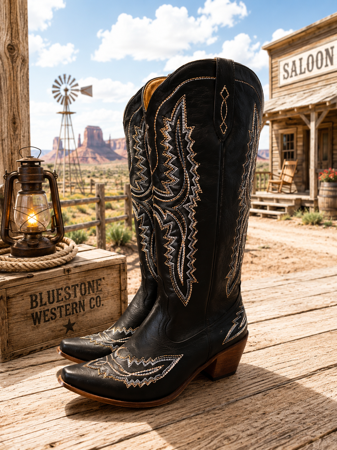 Frontier Spirit Western Cowgirl Boots - Midnight Onyx