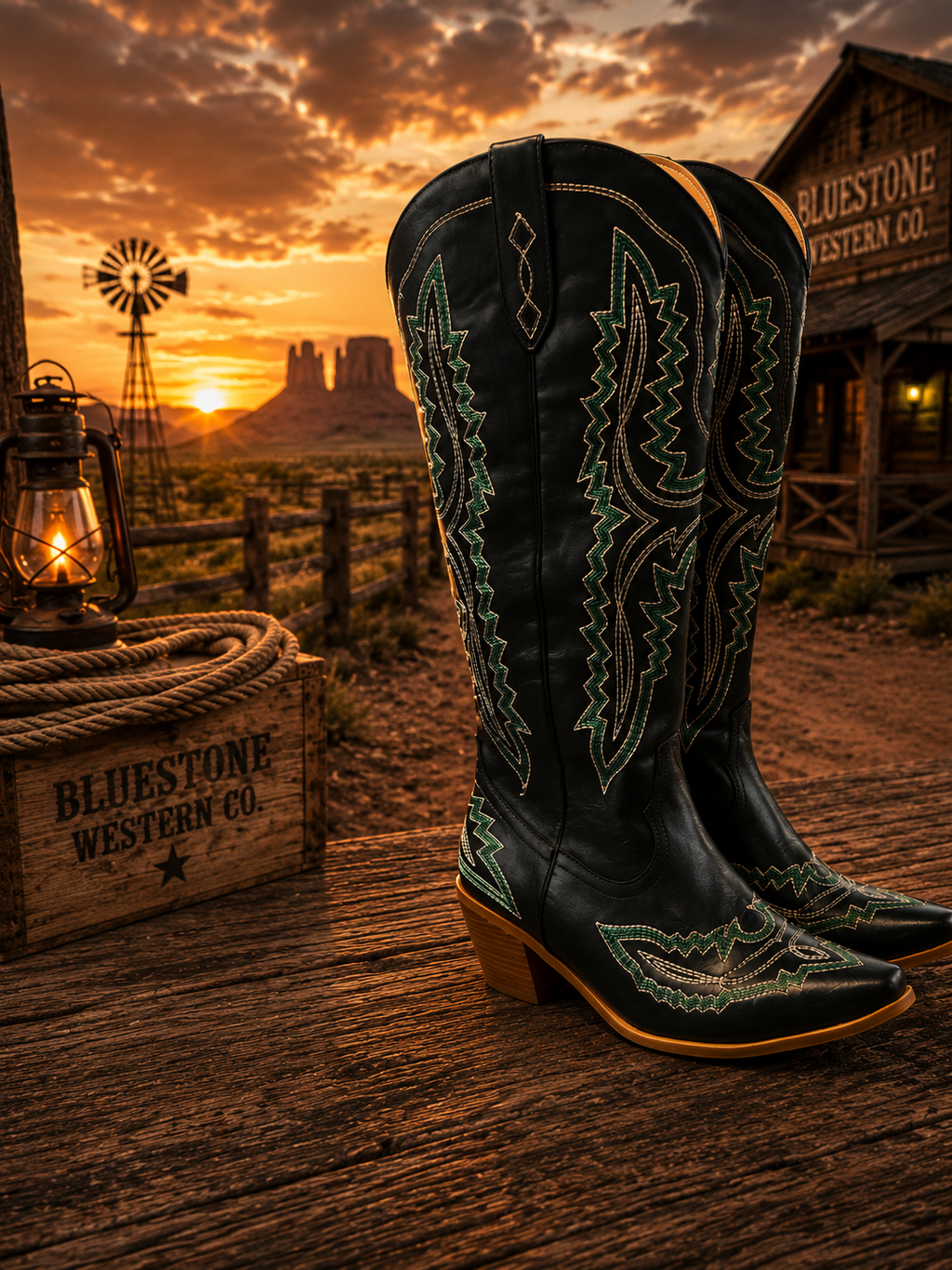 Frontier Spirit Western Cowgirl Boots - Emerald Green