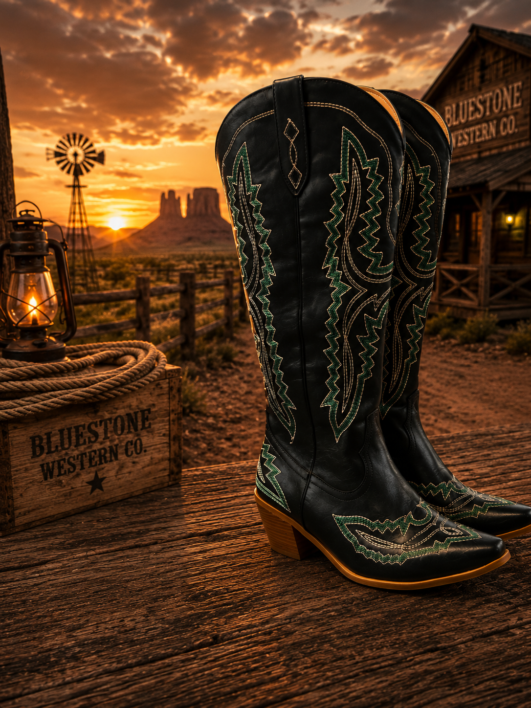 Frontier Spirit Western Cowgirl Boots - Emerald Green