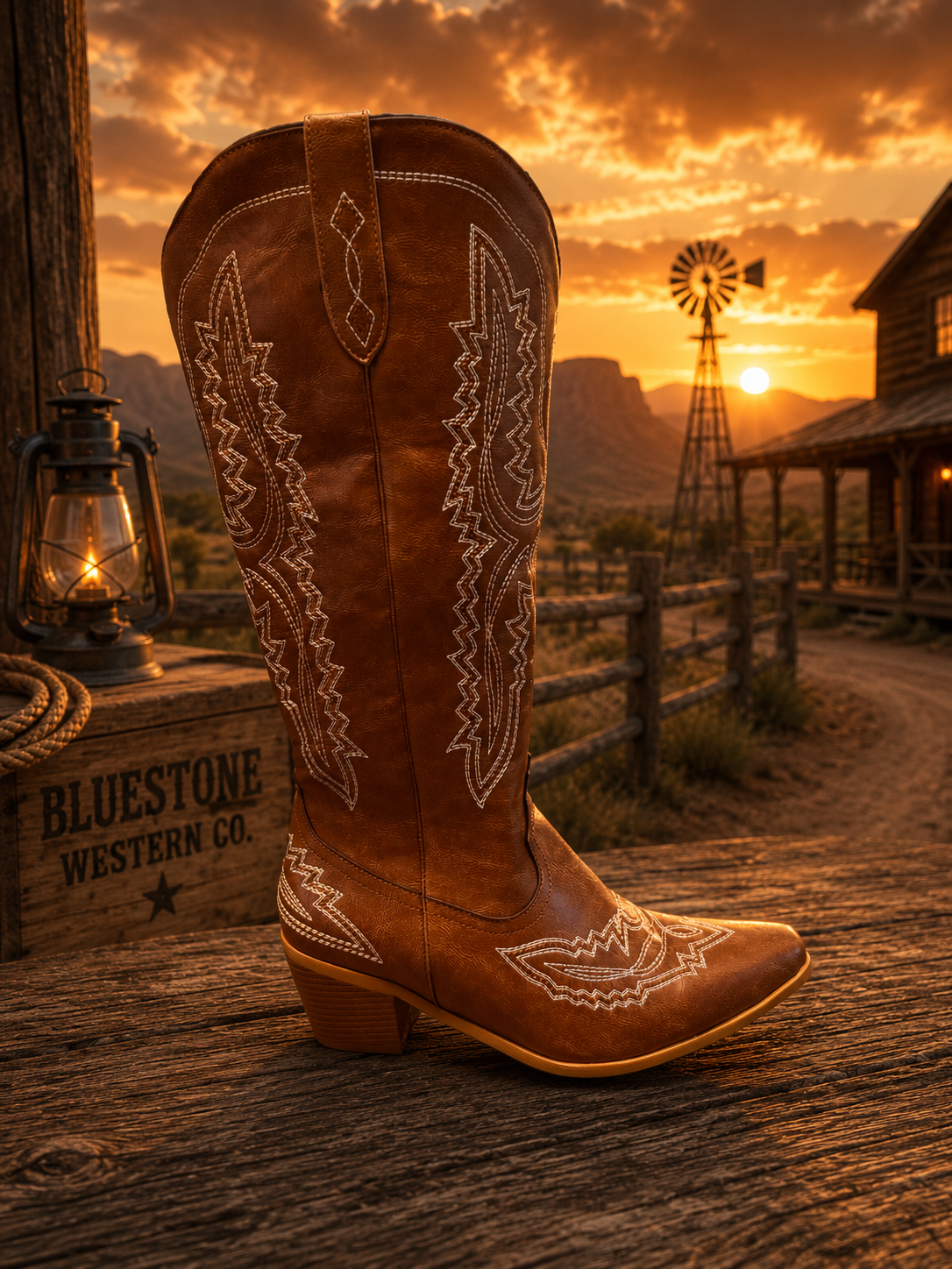 Frontier Spirit Western Cowgirl Boots - Buckskin Tan