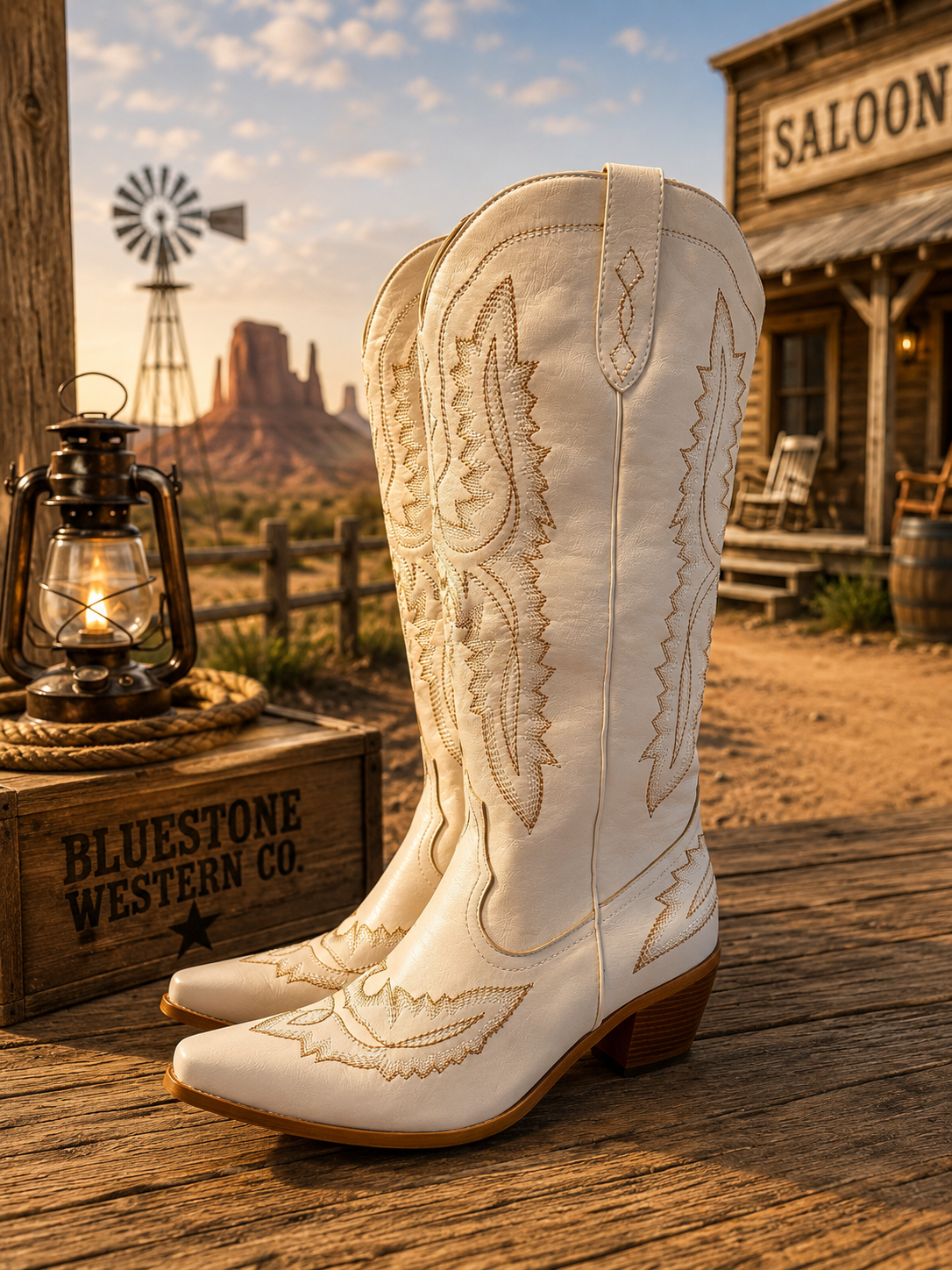 Frontier Spirit Western Cowgirl Boots - Vintage Ivory