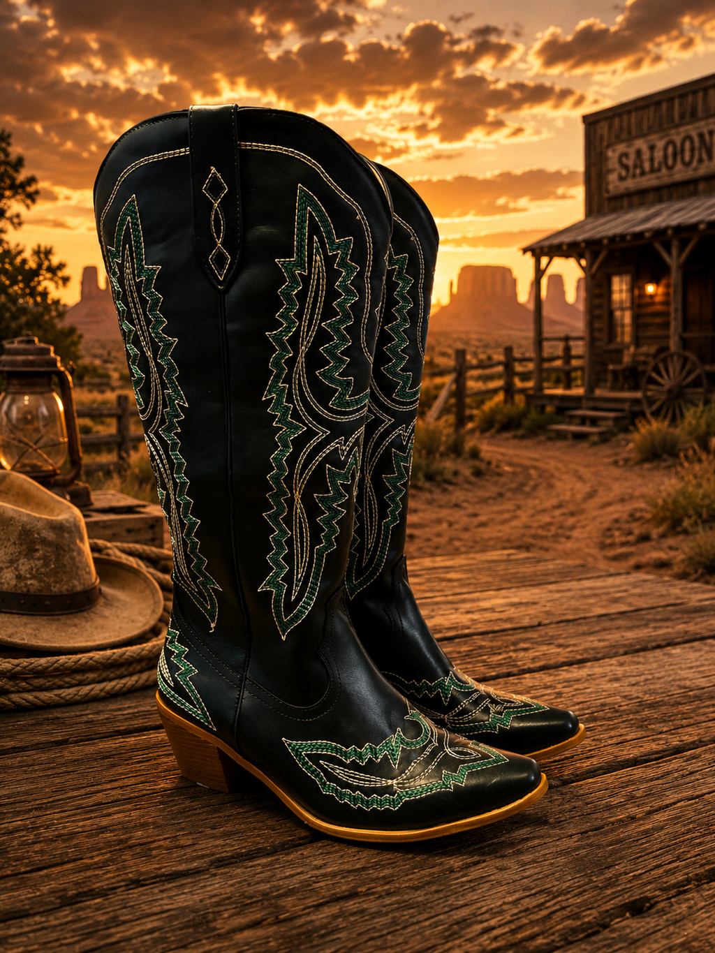 Frontier Spirit Western Cowgirl Boots - Emerald Green