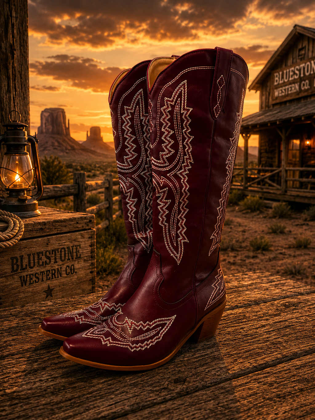 Frontier Spirit Western Cowgirl Boots - Red Wine