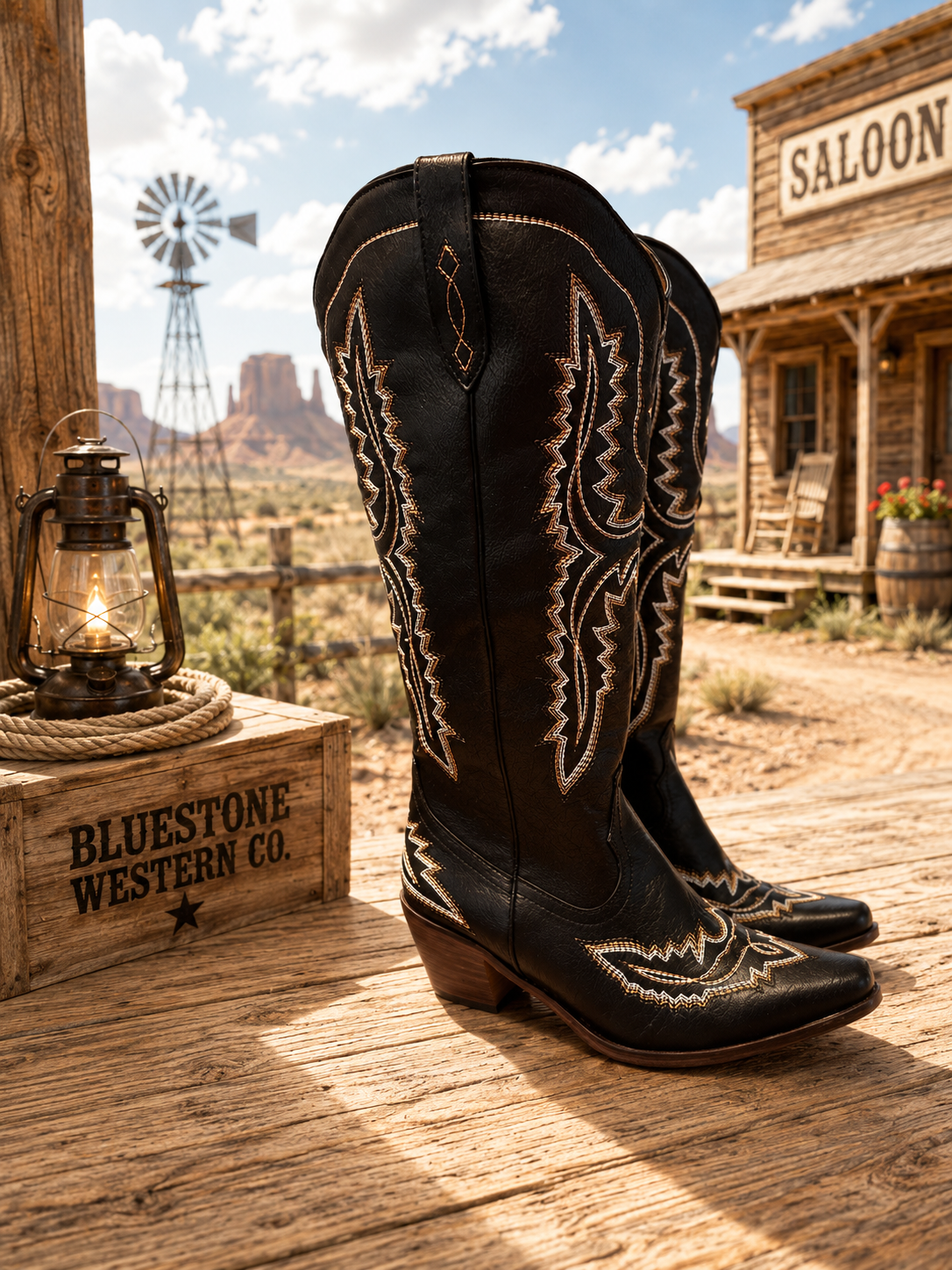 Frontier Spirit Western Cowgirl Boots - Midnight Onyx