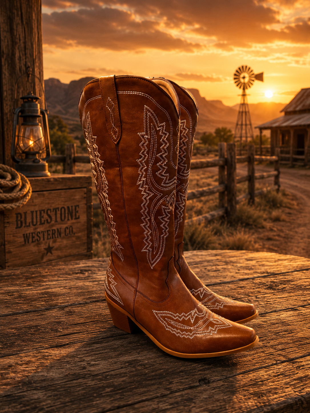 Frontier Spirit Western Cowgirl Boots - Buckskin Tan
