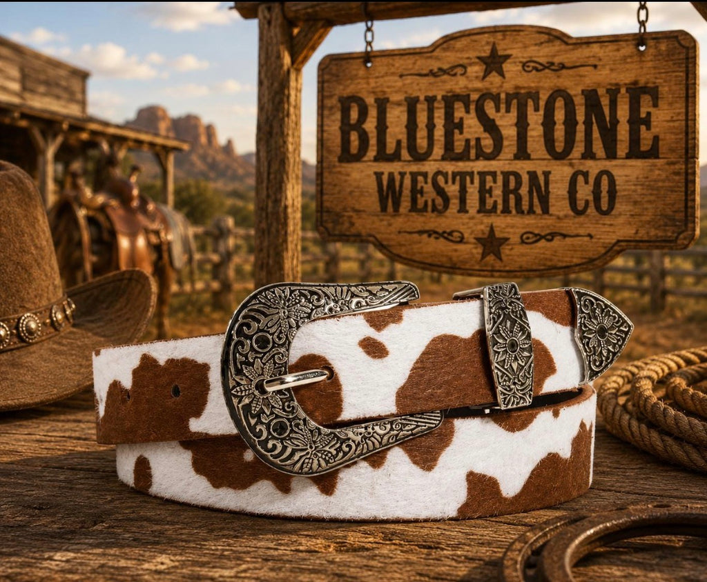 High Plains Cow Print Western Belt Adjustable