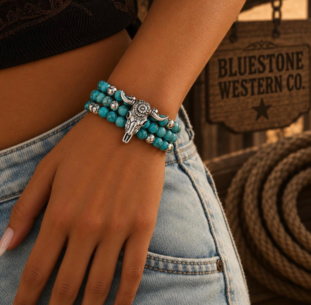 Turquoise Western Beaded Wrap Bracelet