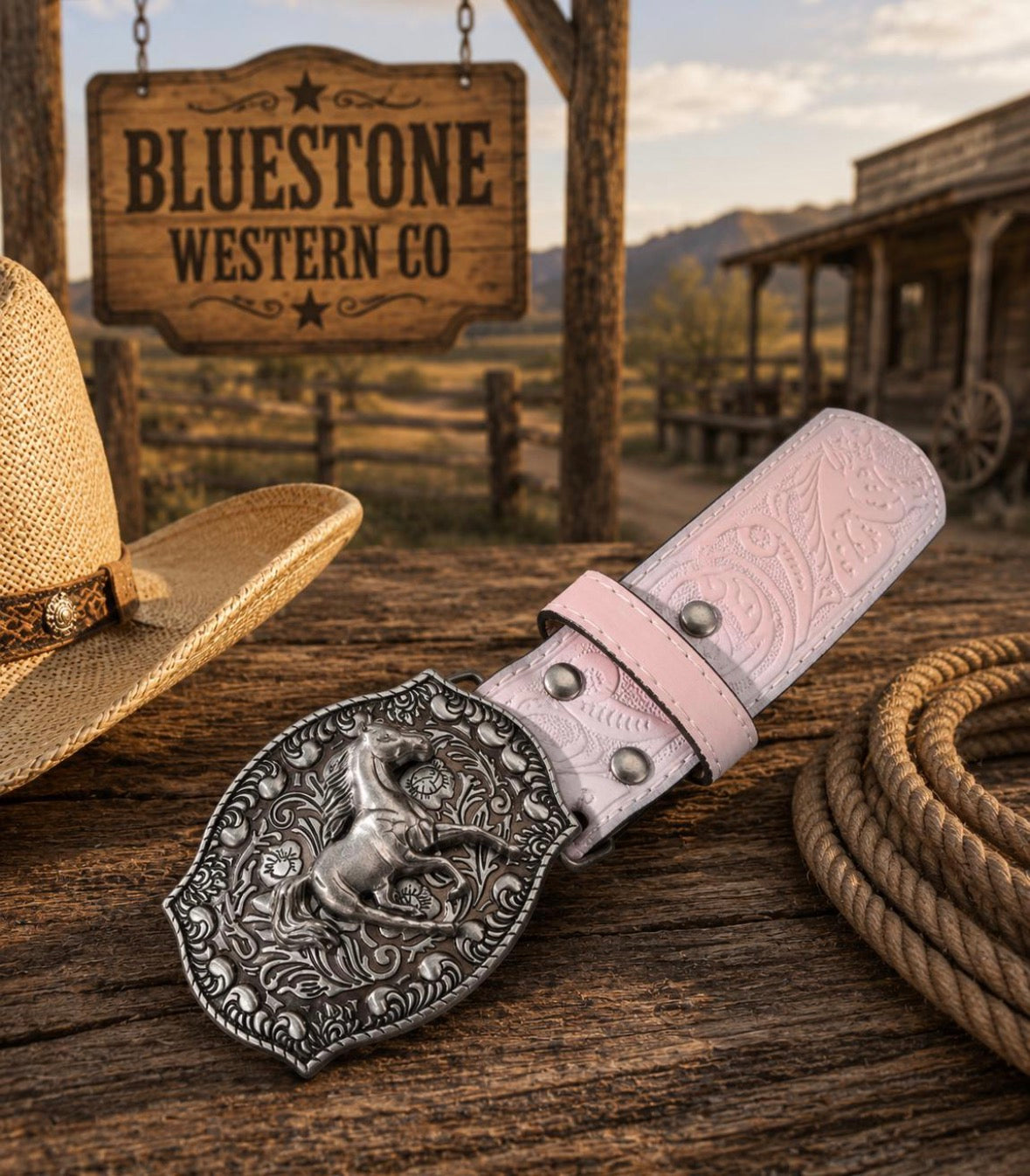 Dusty Rose Western Belt Adjustable 100cm