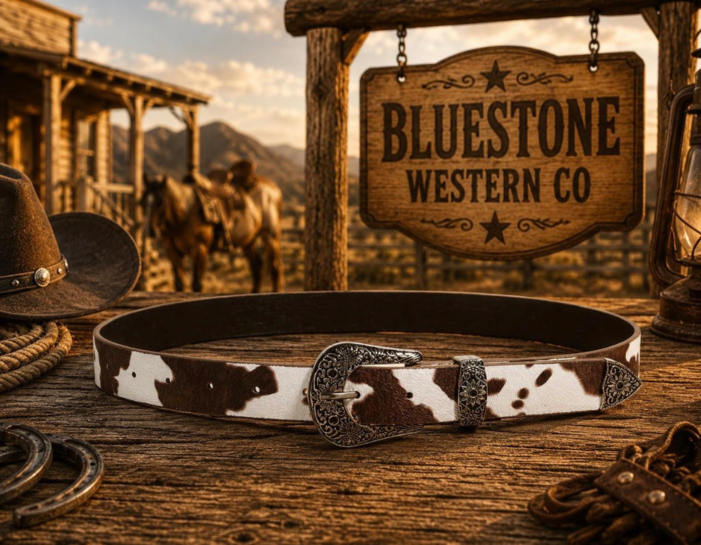 High Plains Cow Print Western Belt Adjustable