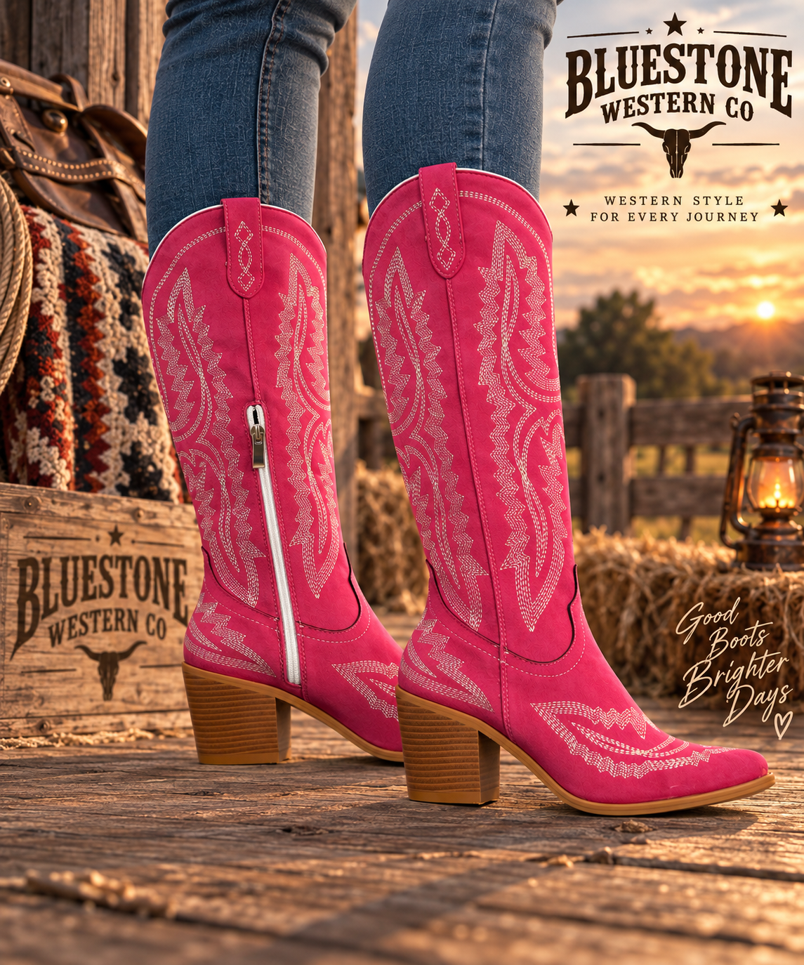 🤠 Frontier Spirit Western Cowgirl Boots – Rodeo Rose
