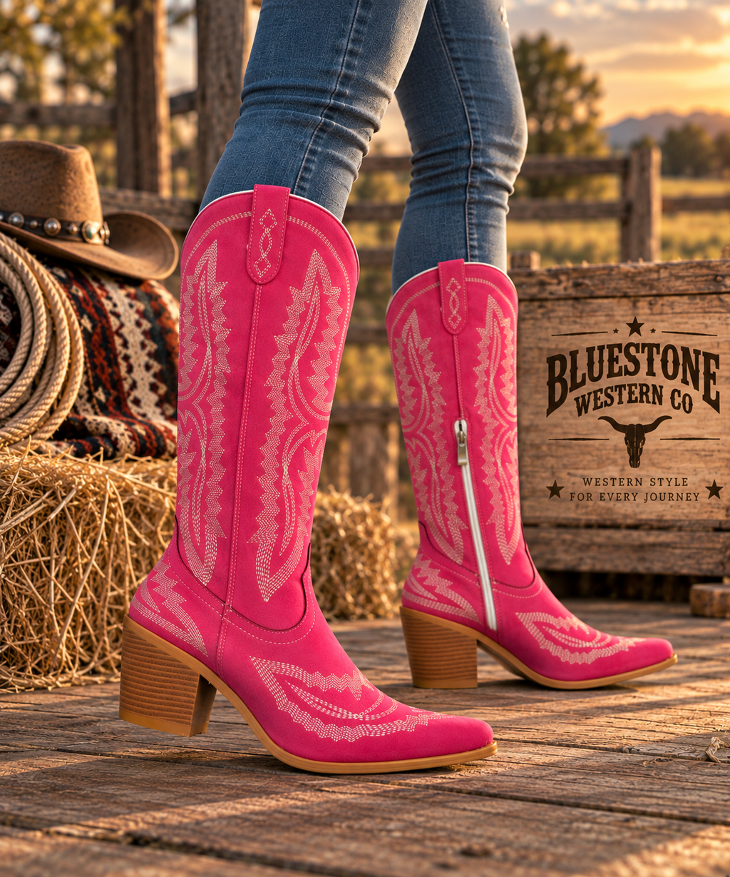 🤠 Frontier Spirit Western Cowgirl Boots – Rodeo Rose