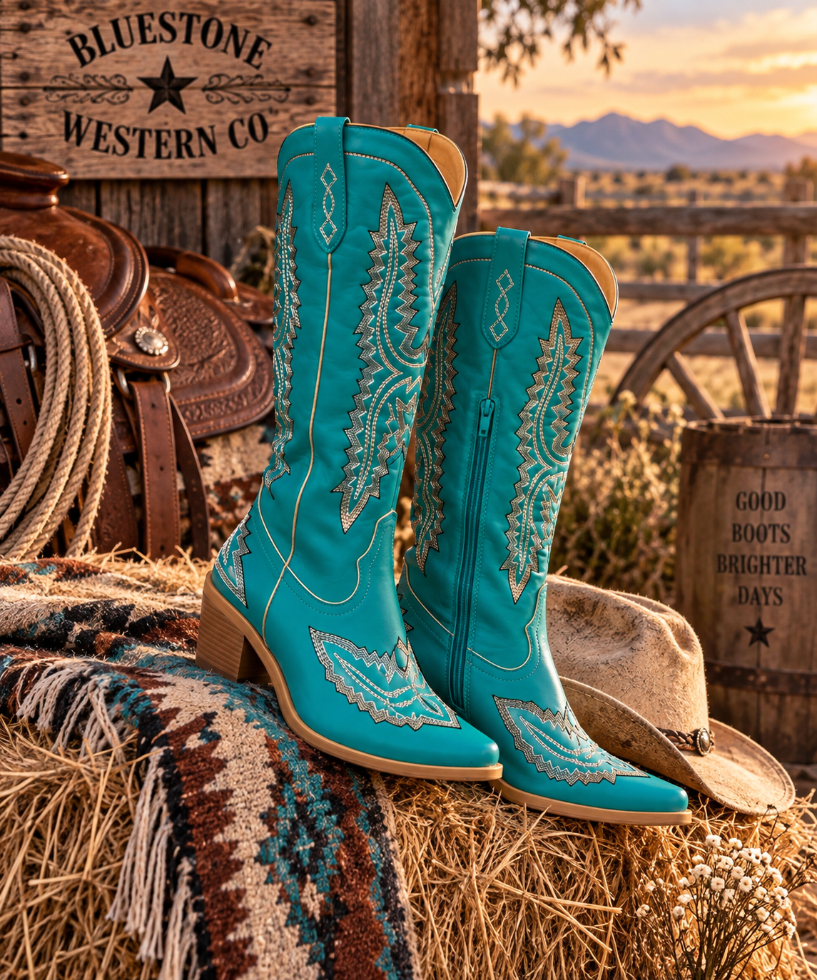 Frontier Spirit Western Cowgirl Boots – Turquoise Mesa