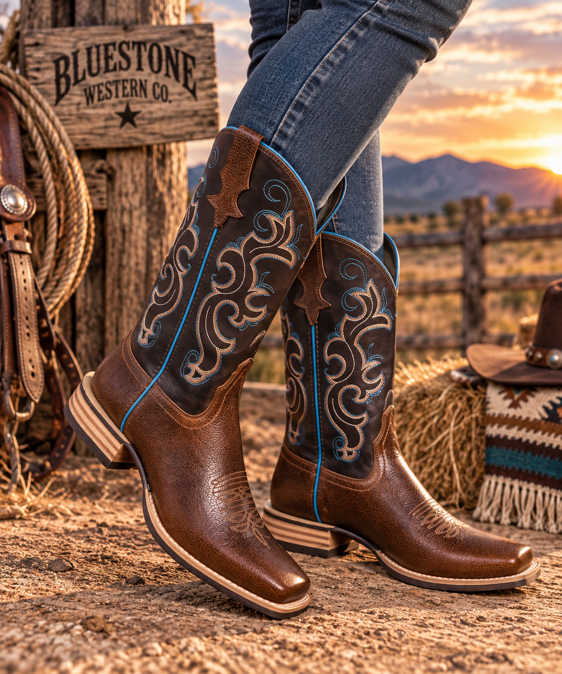 Rio Grande Genuine Leather Western Cowboy Boots