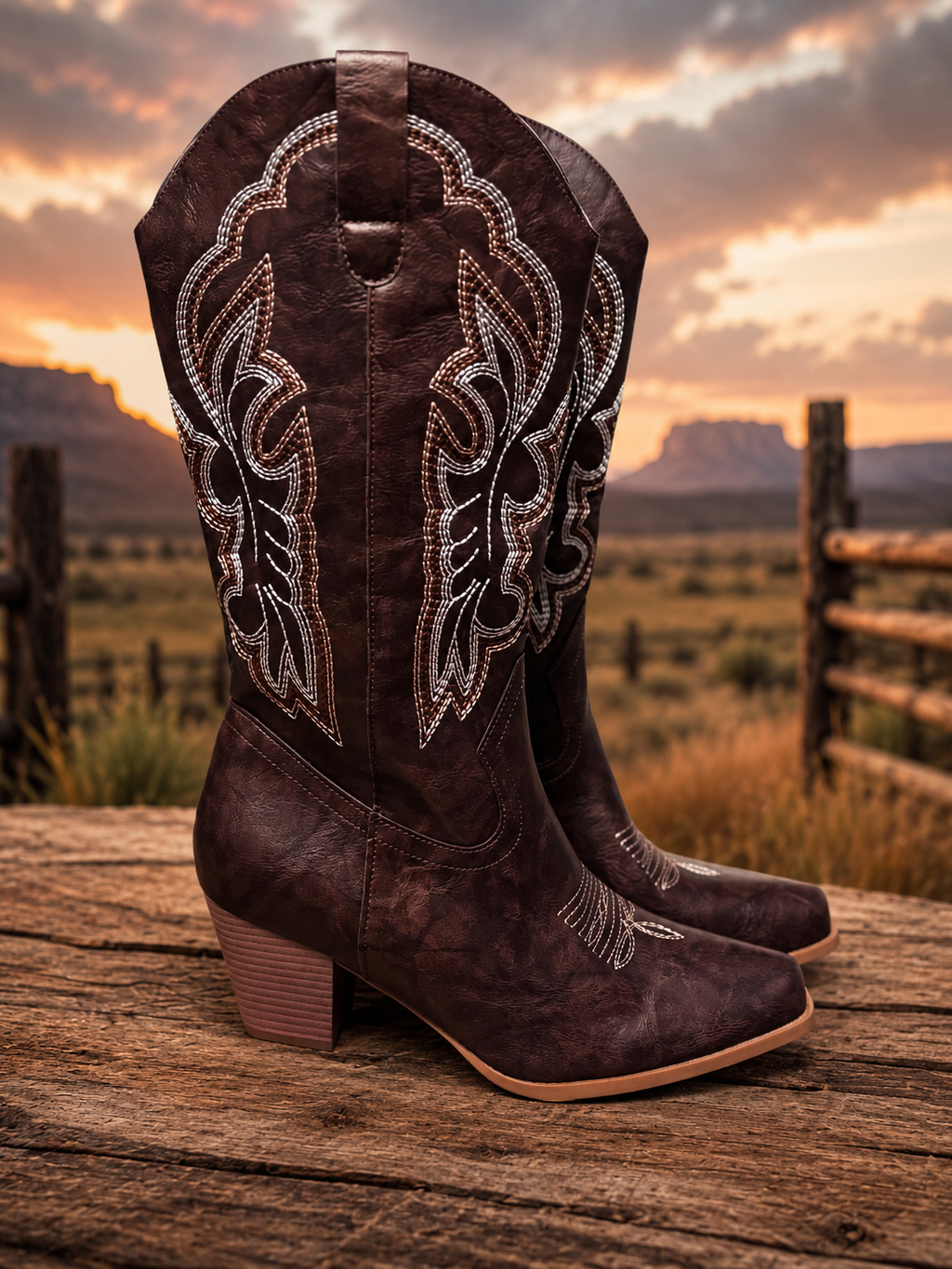 Prairie Belle Brown Western Cowgirl Boots
