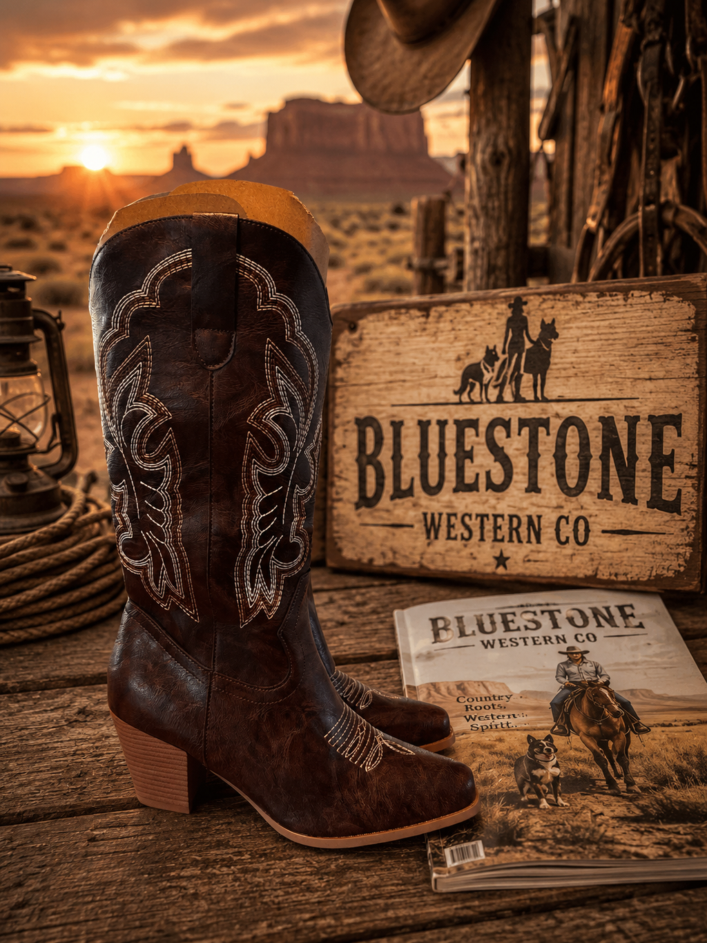 Prairie Belle Brown Western Cowgirl Boots