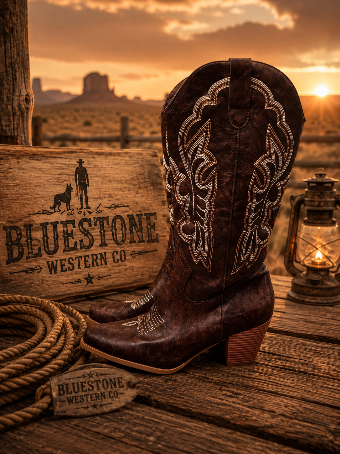 Prairie Belle Brown Western Cowgirl Boots