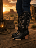 Midnight Rose Black Western Cowgirl Boots