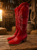Crimson Canyon Tall Red Western Cowgirl Boots