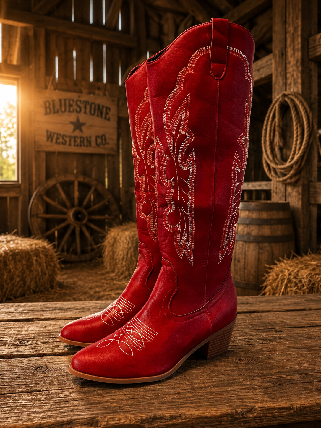 Crimson Canyon Tall Red Western Cowgirl Boots